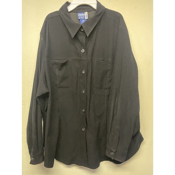 Black Long Sleeve Button Up Shirt Venezia Jeans Size 22/24 polyester Blend - Picture 2 of 3